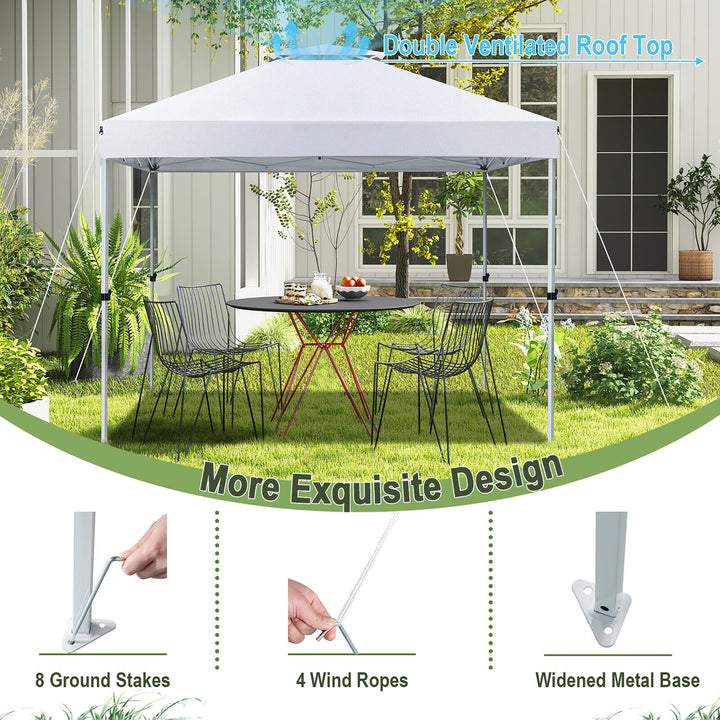 2-Tier 10 x 10 Pop-up Canopy Tent Instant Gazebo Adjustable Carry Bag w/ Wheel Image 5