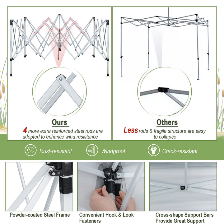 2-Tier 10 x 10 Pop-up Canopy Tent Instant Gazebo Adjustable Carry Bag w/ Wheel Image 8