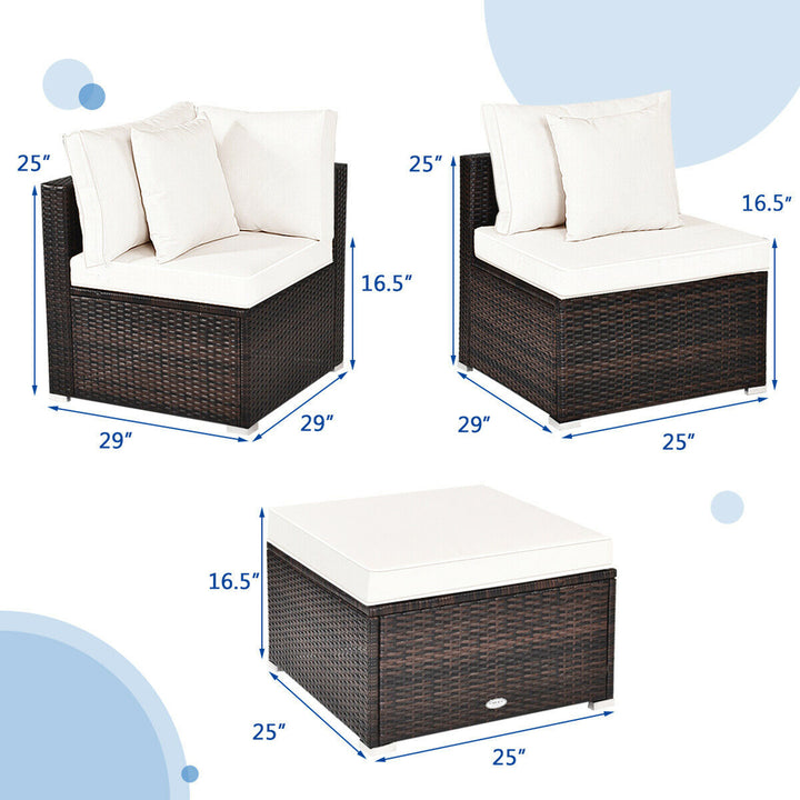 4PCS Rattan Patio Sofa Conversation Set Outdoor Furniture Set w/ Cushion Image 5