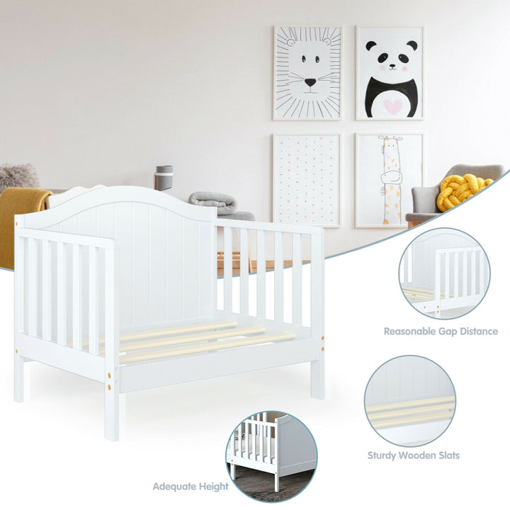 2-in-1 Convertible Toddler Bed Kids Wooden Bedroom Furniture w/ Guardrails Image 2