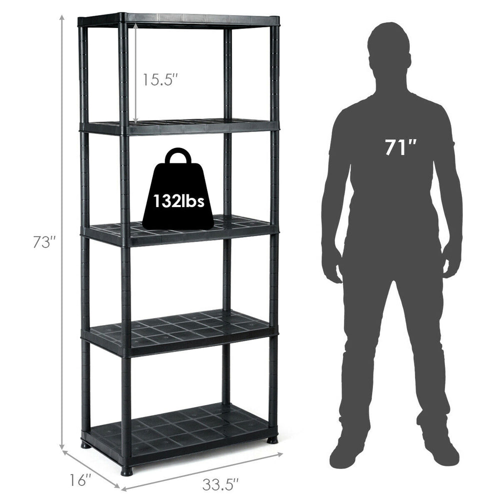 2 PCS 5 Tier Ventilated Shelving Storage Rack Free Standing Multi-Use Shelf Unit Image 2