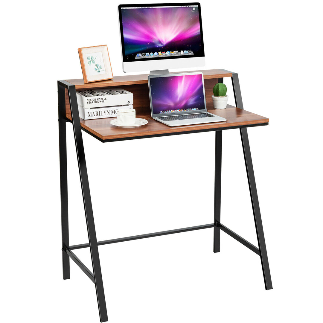 2 Tier Computer Desk PC Laptop Table Study Writing Home Office Workstation Image 1