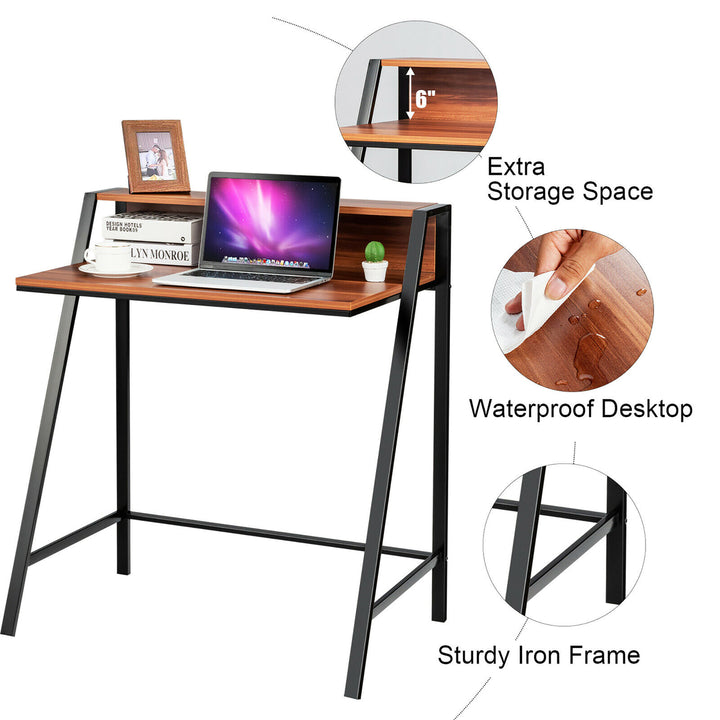 2 Tier Computer Desk PC Laptop Table Study Writing Home Office Workstation Image 10