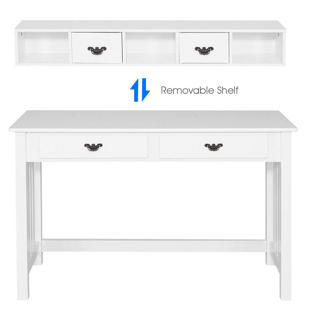 Writing Desk Mission White Home Office Computer Desk 4 Drawer White Image 5