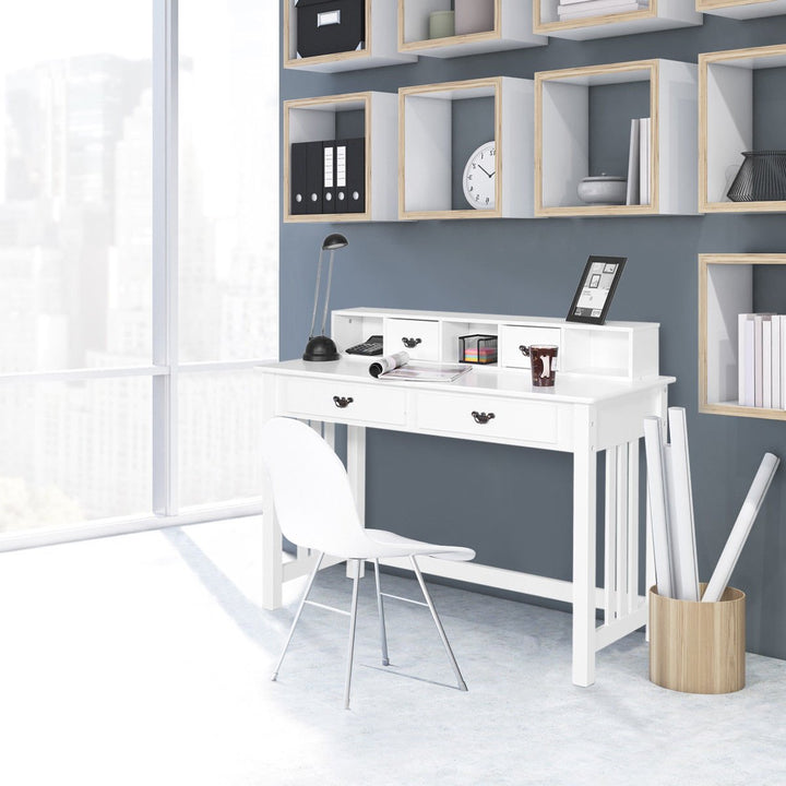 Writing Desk Mission White Home Office Computer Desk 4 Drawer White Image 6