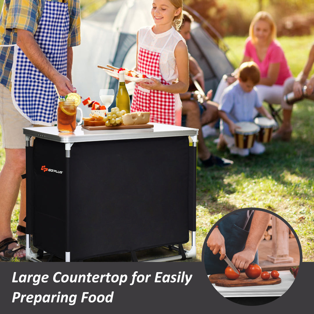 Portable BBQ Aluminum Camping Table Kitchen Cook Station w/ Storage Organizer Image 5