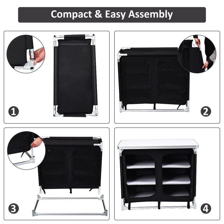 Portable BBQ Aluminum Camping Table Kitchen Cook Station w/ Storage Organizer Image 10