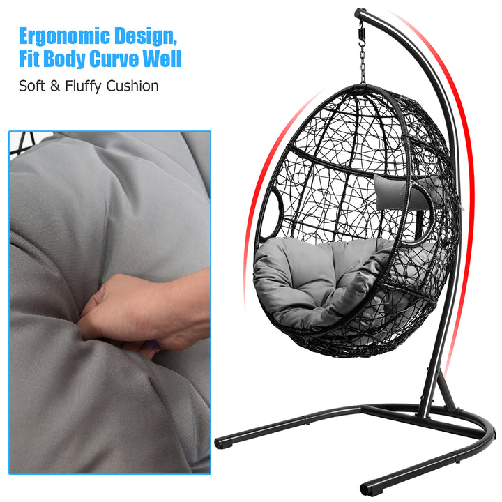 Hammock Chair with Stand Hanging Cushioned Swing Egg Chair Image 5