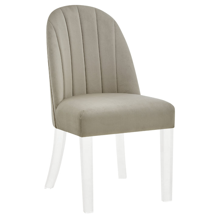 Iconic Home Milani Dining Side Chair Velvet Upholstered Channel Quilted Seat Back Acrylic Legs (Set of 2) Image 3