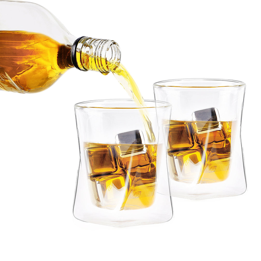 Moderna Artisan Double Wall Whiskey Glasses Set of 2 10 oz Borosilicate Glass Image 1