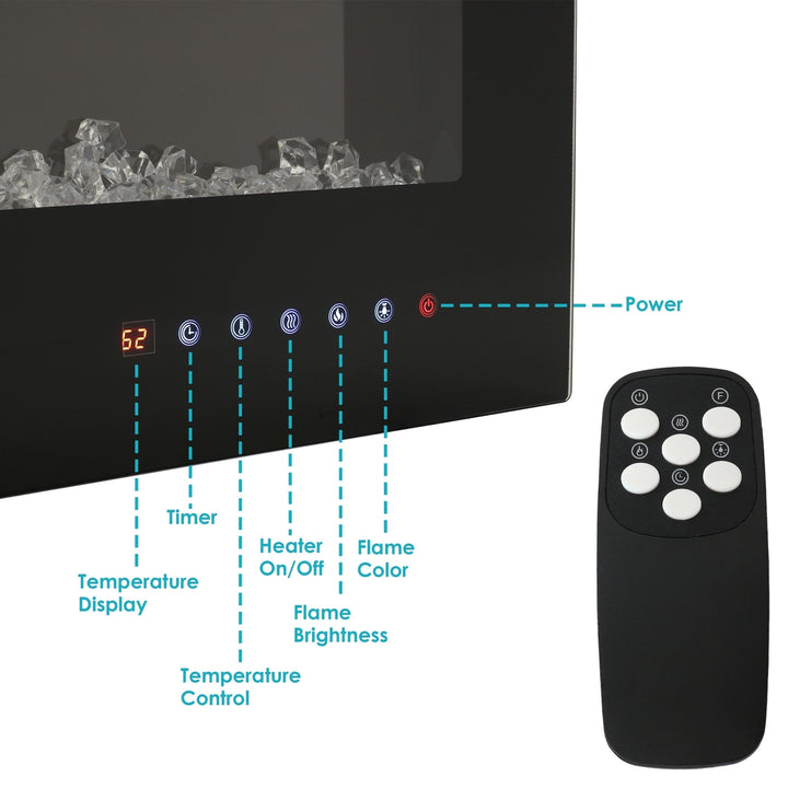 Sunnydaze 32 in Modern Flame Mounted Indoor Electric Fireplace - Black Image 3