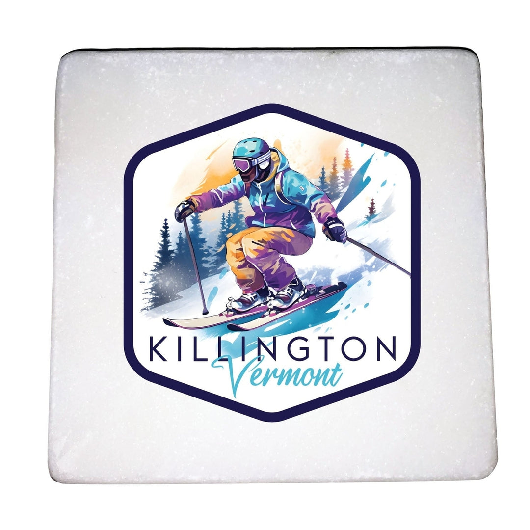 Killington Vermont Design A Souvenir 4x4-Inch Coaster Marble 4 Pack Image 1