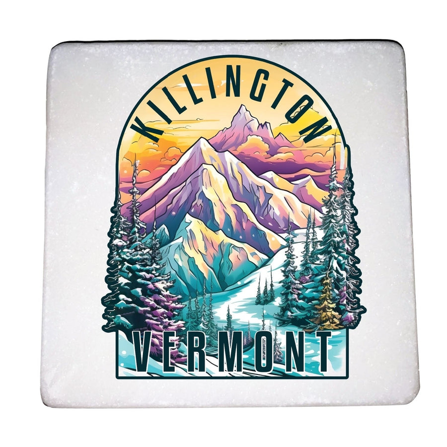 Killington Vermont Design B Souvenir 4x4-Inch Coaster Marble 4 Pack Image 1