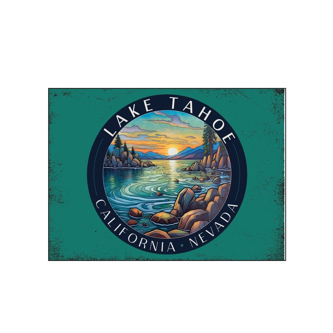 Lake Tahoe California Design C Souvenir Wood sign with frame 5x7 Image 1