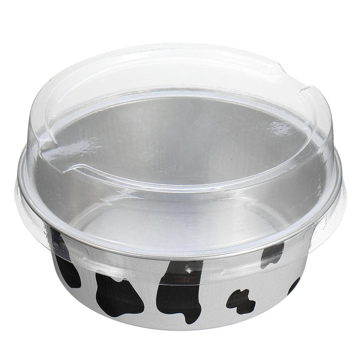 100Pcs,Set Round Aluminum Foil Cake Cup Reusable Baking Mold Muffin Case with Cover Image 5