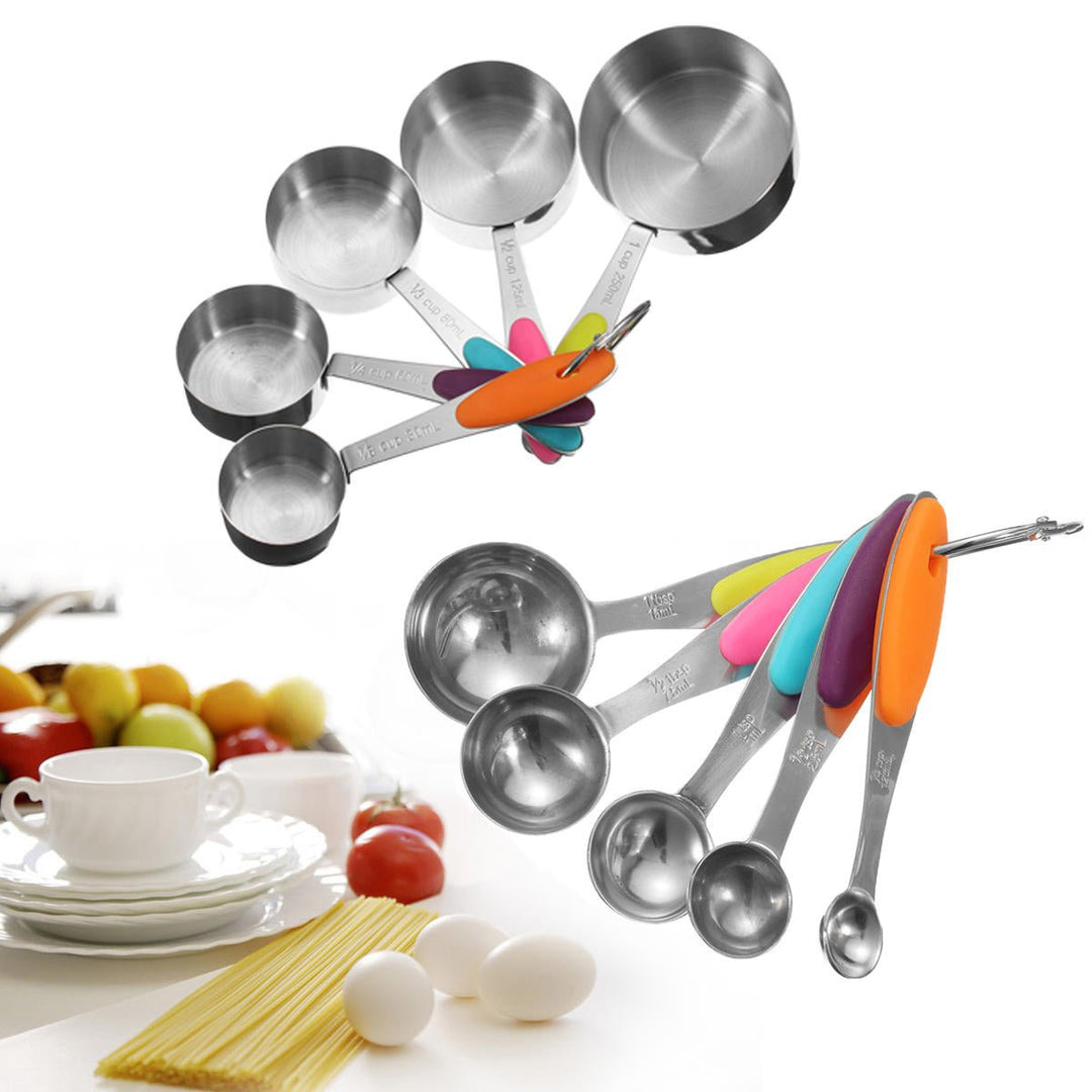 10Pcs Stainless Steel Measuring Cups and Spoons Tea Spoon Set Kitchen Tool Image 5