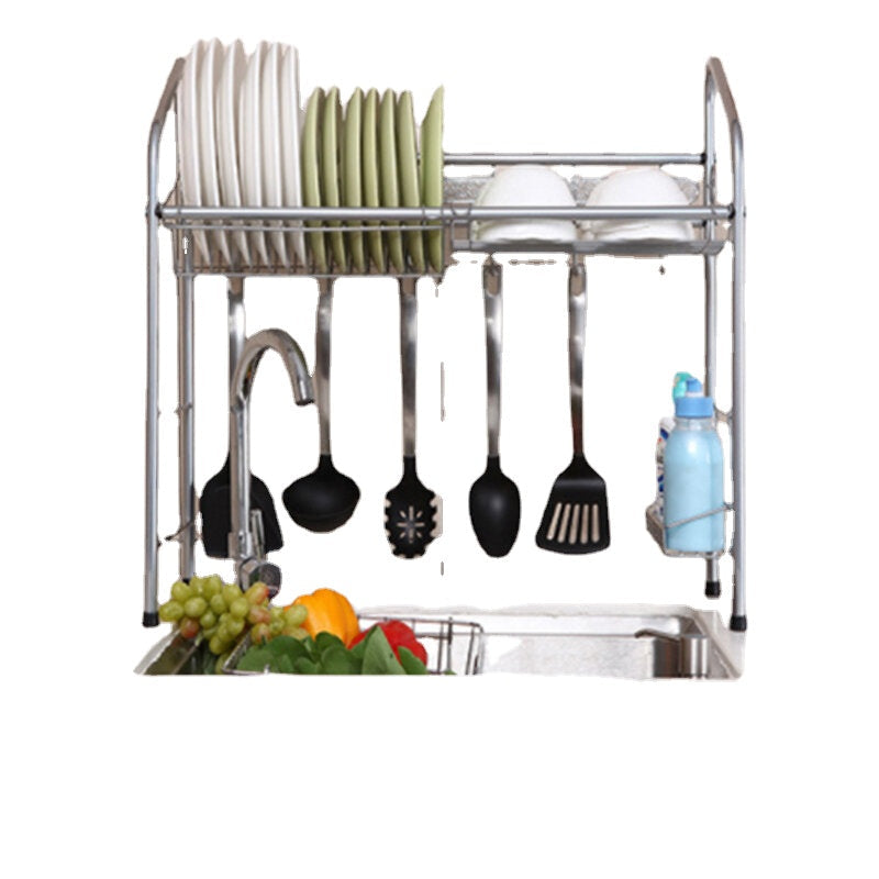 1,2 Layer Stainless Steel Rack Shelf Storage for Kitchen Dishes Arrangement Image 1