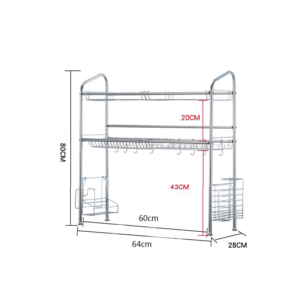 1,2 Layer Tier Stainless Steel Dish Drainer Cutlery Holder Rack Drip Tray Kitchen Tool For Single Sink Image 7