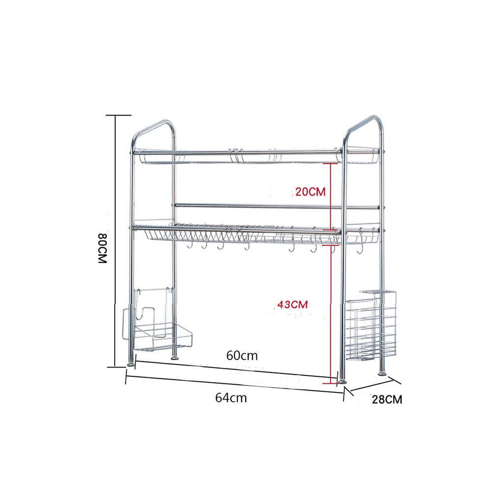 1,2 Layer Tier Stainless Steel Dish Drainer Cutlery Holder Rack Drip Tray Kitchen Tool For Single Sink Image 1