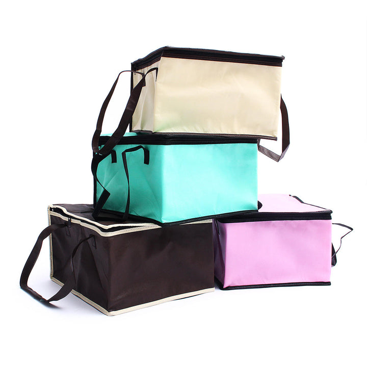 10 Inch Non-woven Fresh Keeping Tote Bag with Zipper Cake Picnic Lunch Bag Reusable Grocery Bag DTTT Image 8