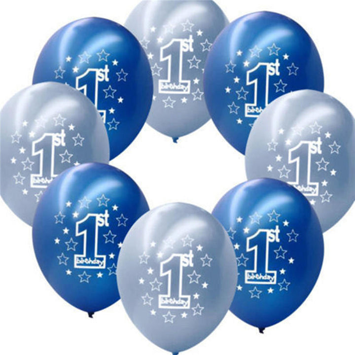 10 Pcs Per Set Blue Boys 1st Birthday Printed Inflatable Pearlised Balloons Christmas Decoration Image 1