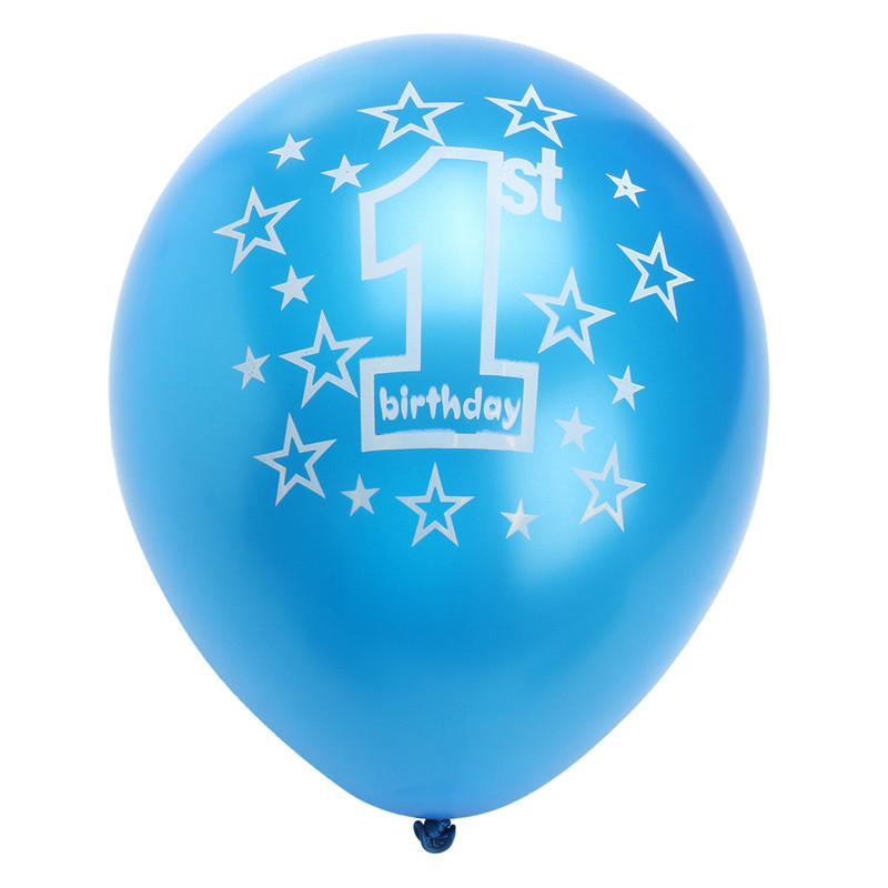 10 Pcs Per Set Blue Boys 1st Birthday Printed Inflatable Pearlised Balloons Christmas Decoration Image 2