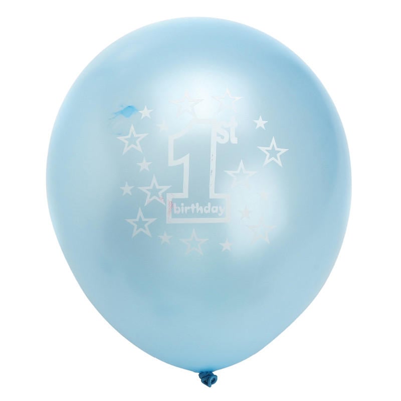 10 Pcs Per Set Blue Boys 1st Birthday Printed Inflatable Pearlised Balloons Christmas Decoration Image 3