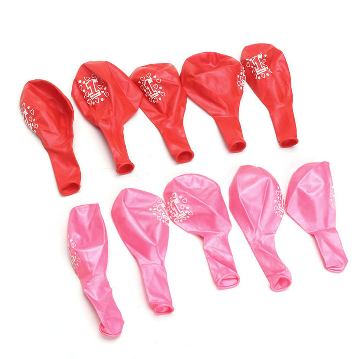 10 Per Set Pink Girl 1st Birthday Printed Pearlised Balloons Christmas Decoration Image 2