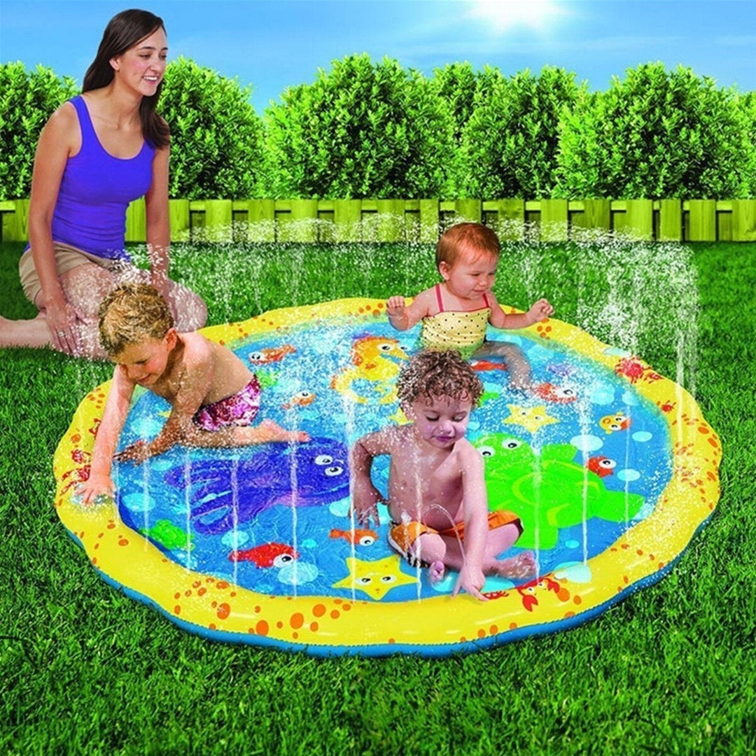 100CM Inflatable Childrens Lawn Splash Sprinkler Mat Play Pad with PVC Material for Outdoor Image 1