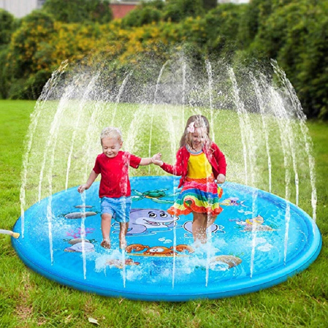 100CM Inflatable Childrens Lawn Splash Sprinkler Mat Play Pad with PVC Material for Outdoor Image 2