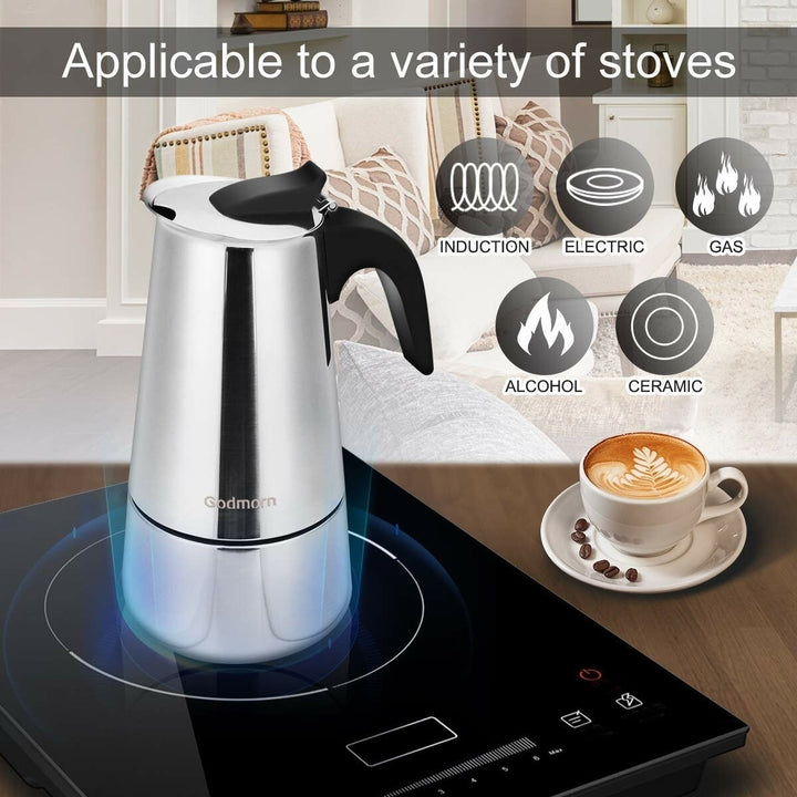 1 pc 450ml,15oz,9 cup Coffee Moka Pot Stainless Steel Removable Moka Espresso Italian Maker Stove Drink Tool Camping Image 3