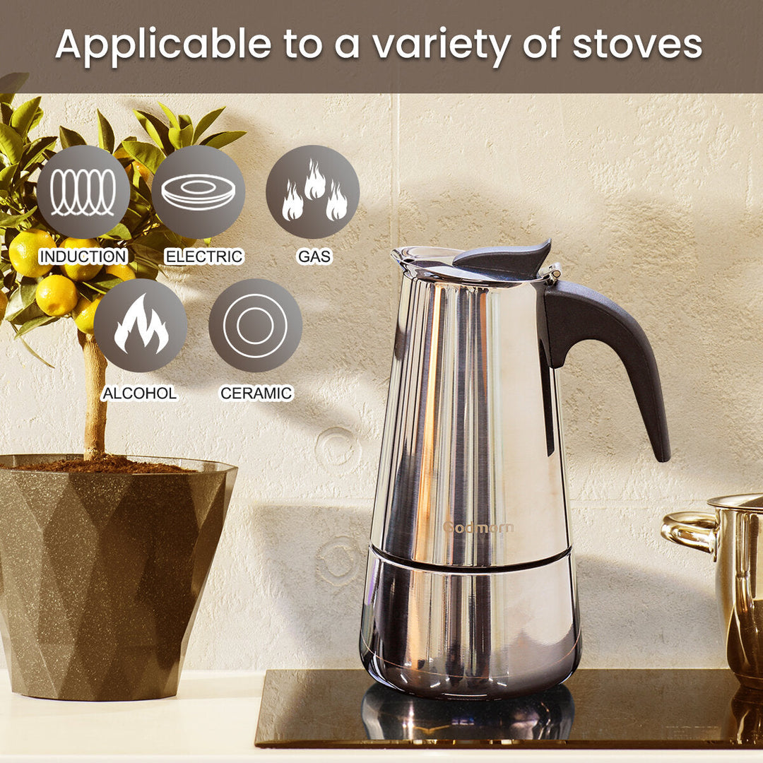 1 pc 450ml,15oz,9 cup Coffee Moka Pot Stainless Steel Removable Moka Espresso Italian Maker Stove Drink Tool Camping Image 5