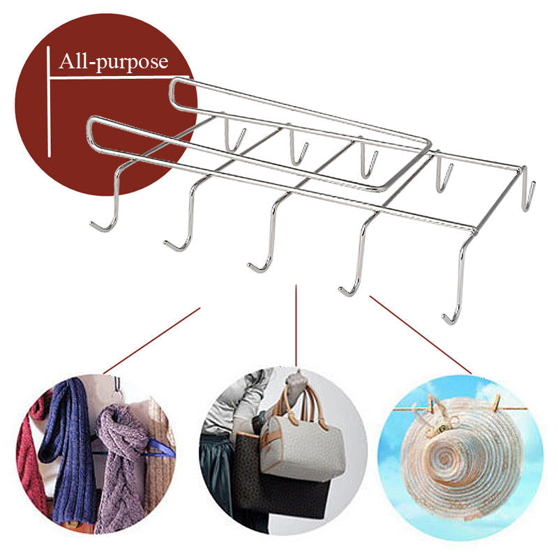 12 Hooks Stainless Steel Kitchen Storage Rack Cupboard Hanging Hook Shelf Dish Hanger Chest Storage Image 1