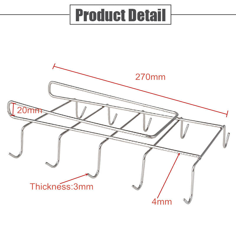 12 Hooks Stainless Steel Kitchen Storage Rack Cupboard Hanging Hook Shelf Dish Hanger Chest Storage Image 5