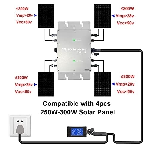 1200W Solar Grid Tie Micro Inverter Waterproof IP65 MPPT DC28-50V PV Input AC180-260V Output for 30V 36V Panel Image 4