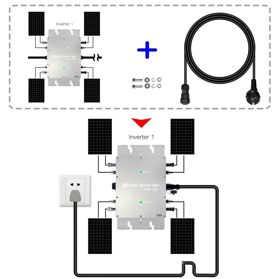 1200W,220V Grid Tie Inverter Waterproof IP65 MPPT DC28-50V PV Input AC80-160V Output Solar Micro Inversor for 30V 36V Image 3