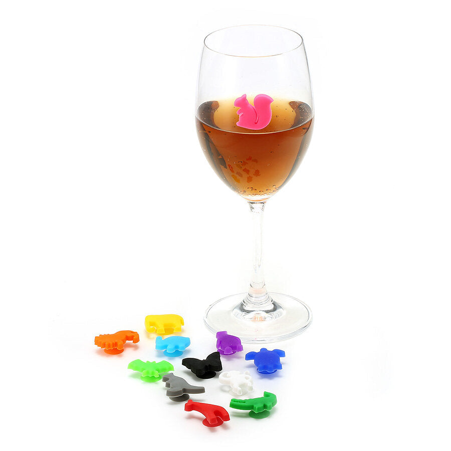 12 Pcs Silicone Animal Charm Glasses Cocktail Drinks Maker Bar Tool Image 11