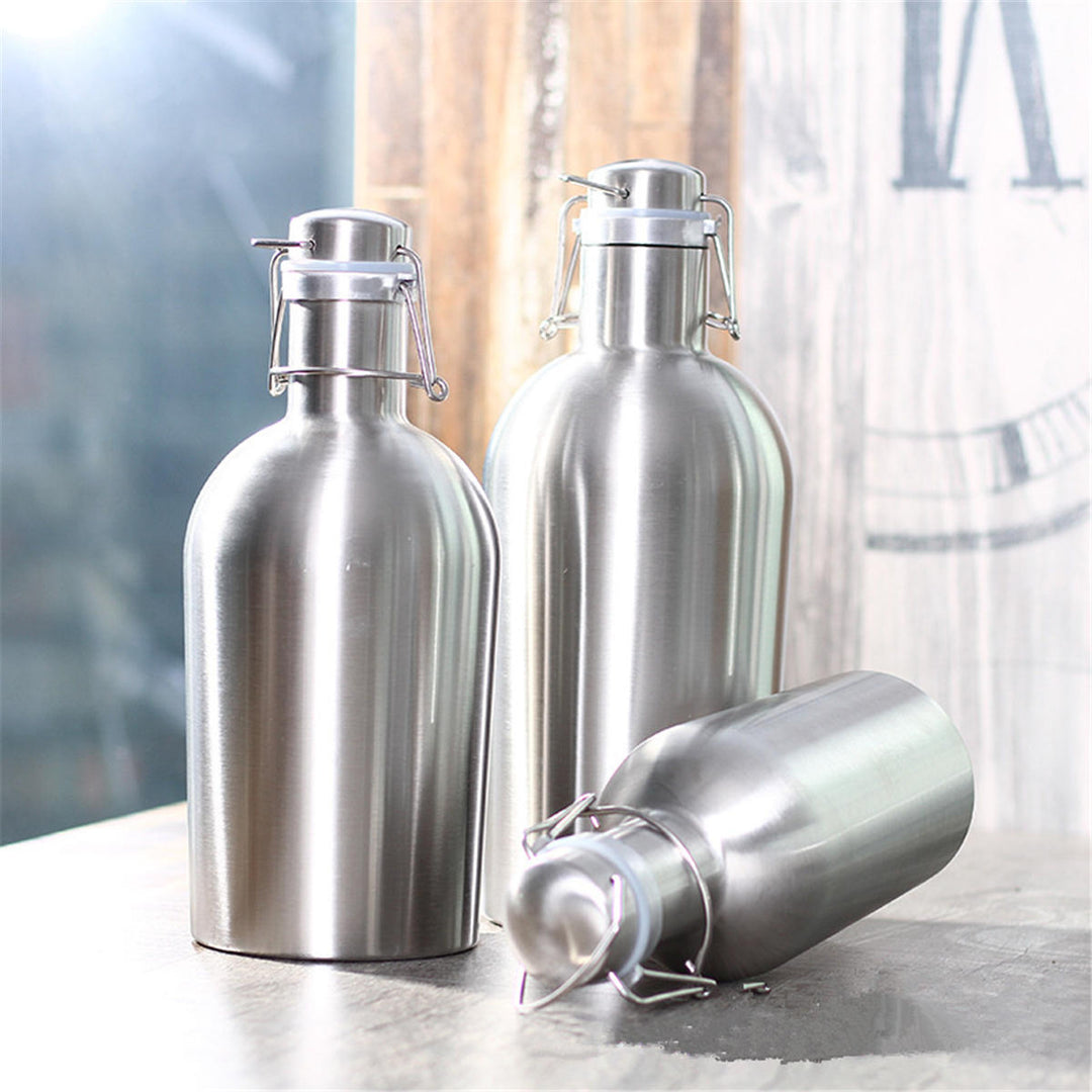 1L Single Layer Stainless Steel B eer W-ine Beverage Pot Bottles Barrel B-eer Pot Image 9