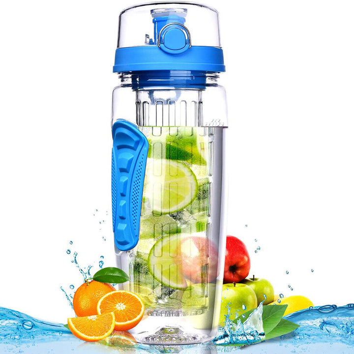 1L Sport Fruit Infuser Water Bottle with Dual Anti-Slip Grips Flip Top Lid Water Bottle for Office and Home Drinking Cup Image 3