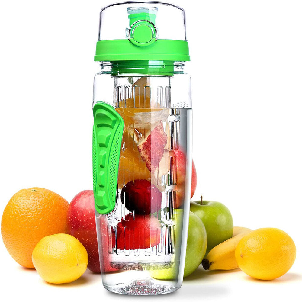 1L Sport Fruit Infuser Water Bottle with Dual Anti-Slip Grips Flip Top Lid Water Bottle for Office and Home Drinking Cup Image 4