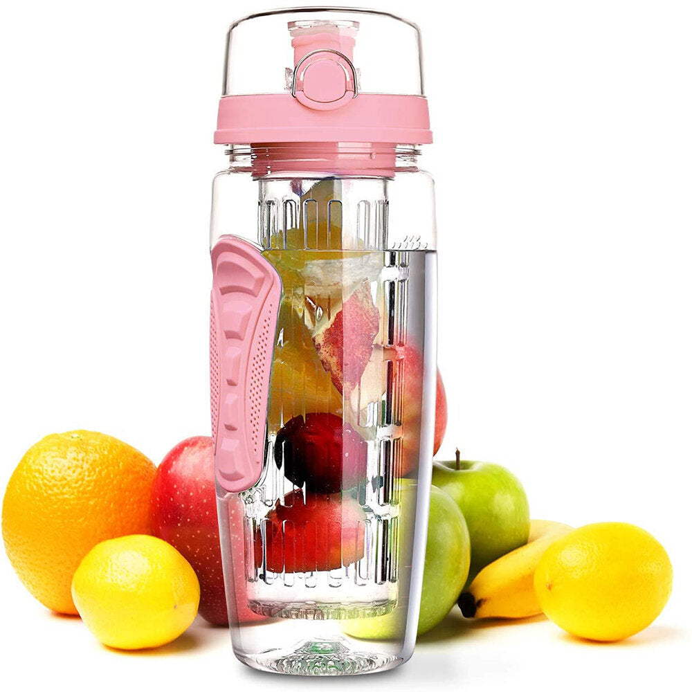 1L Sport Fruit Infuser Water Bottle with Dual Anti-Slip Grips Flip Top Lid Water Bottle for Office and Home Drinking Cup Image 5