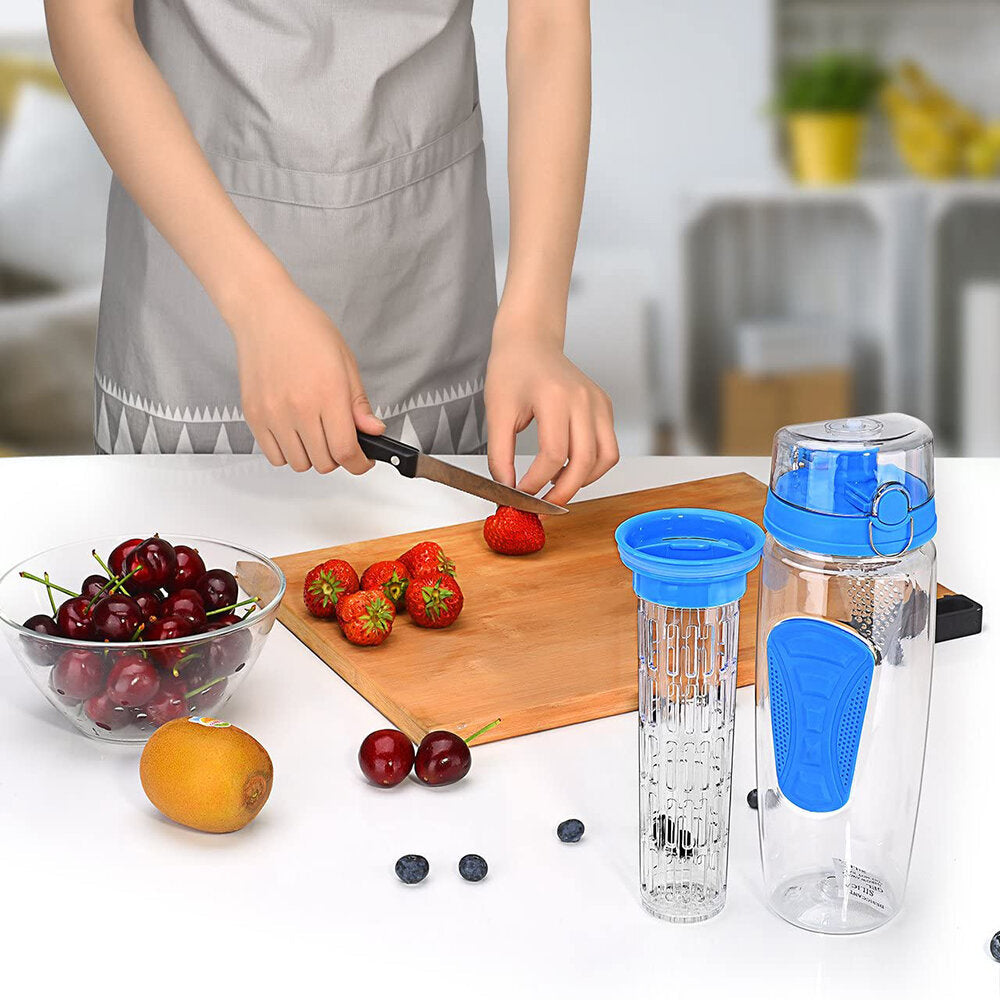 1L Sport Fruit Infuser Water Bottle with Dual Anti-Slip Grips Flip Top Lid Water Bottle for Office and Home Drinking Cup Image 10