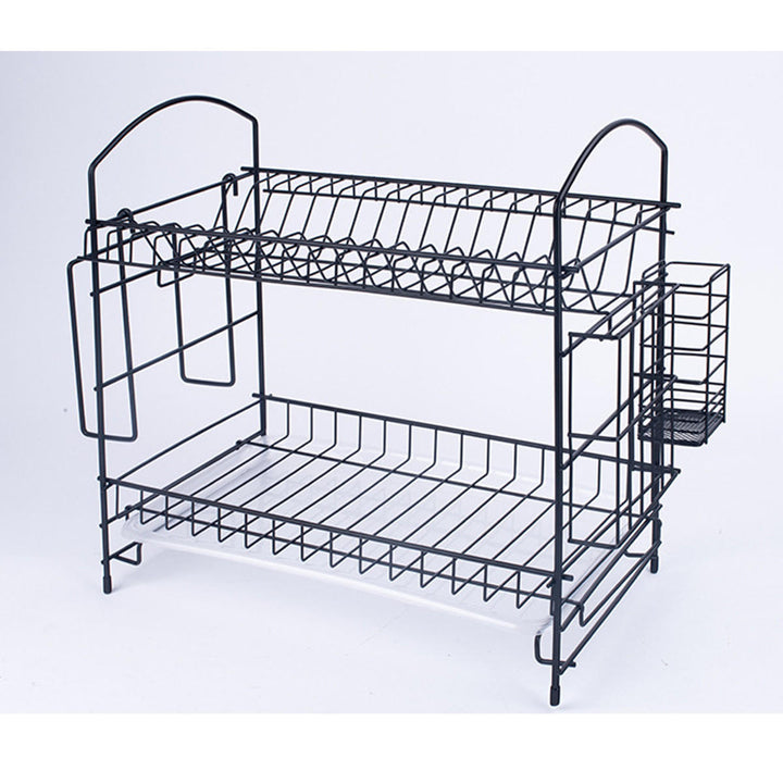 2 Layer Dish Drainer Cutlery Shelf Drying Holder Rack Drip Tray Kitchen Storage Image 5