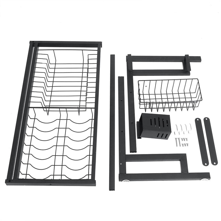 2 Tier Dish Drainer Over Double Sink Drying Rack Draining Tray Fruit Plate Bowl Kitchen Storage Rack Image 3