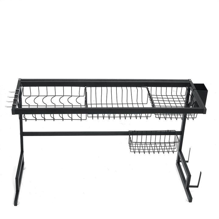 2 Tier Dish Drainer Over Double Sink Drying Rack Draining Tray Fruit Plate Bowl Kitchen Storage Rack Image 5