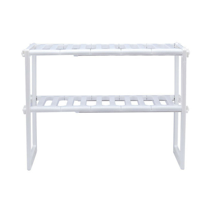 2 Tier Under Sink Expandable Cabinet Shelf Organizer Kitchen Storage Rack Image 1