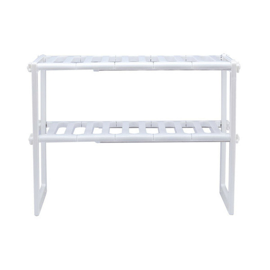 2 Tier Under Sink Expandable Cabinet Shelf Organizer Kitchen Storage Rack Image 1