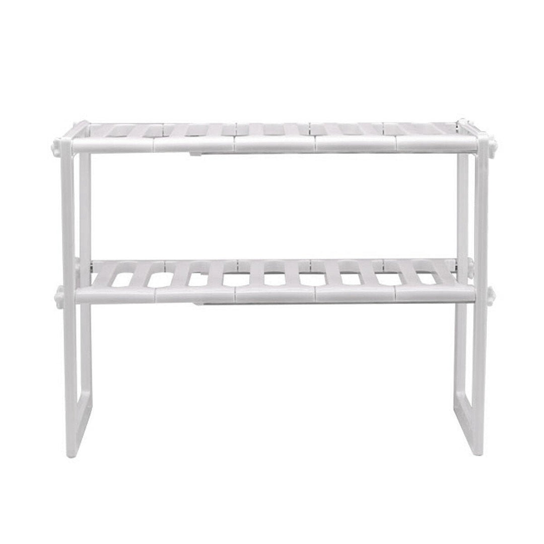 2 Tier Under Sink Expandable Cabinet Shelf Organizer Kitchen Storage Rack Image 1