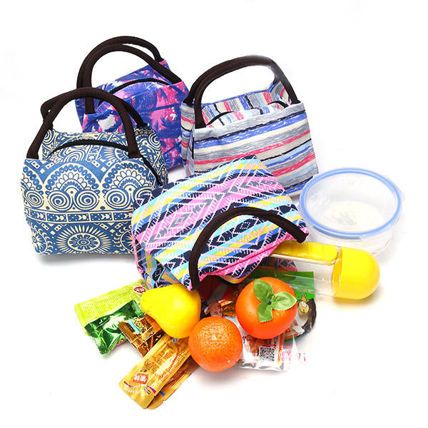 15 Styles Retro Lunch Tote Bag Zipper Travel Picnic Food Storage Container Woman Lady Mummy Handbag DTTT Image 1