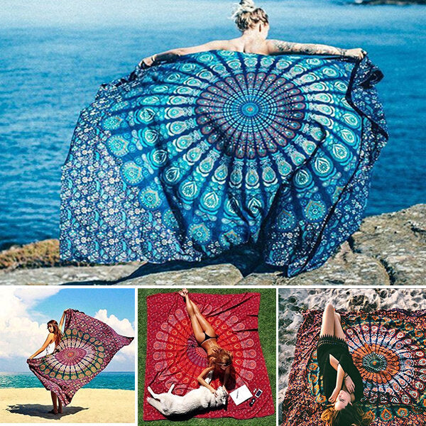 150x210cm Bohemian Style Polyester Fiber Beach Towel Mat Tapestry Mandala Rectangle Bed Sheet Image 4